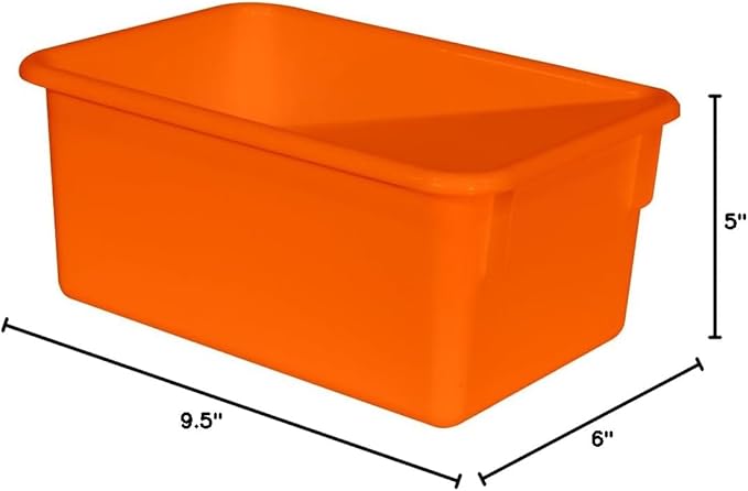 Wood Designs Cubby Storage Bin, Heavy Duty Plastic Containers for Kids Orange Cubby Tray Set of 30