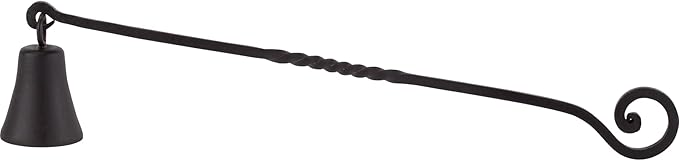 RTZEN Antique Bell Candle Snuffer - Handcrafted Decorative Rustic Wrought Iron Candle Extinguisher Candlesnuffer with Long Handle - Unique Black Matte Farmhouse Decor Accessories Gift