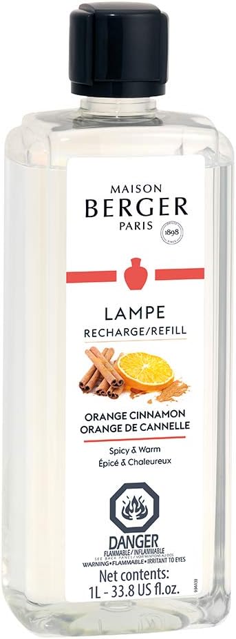 Maison Berger - Orange Cinnamon - Lampe Berger Fragrance Refill for Home Fragrance Oil Diffuser - Air Freshener - 33.8 Fluid Ounces - 1 Liter