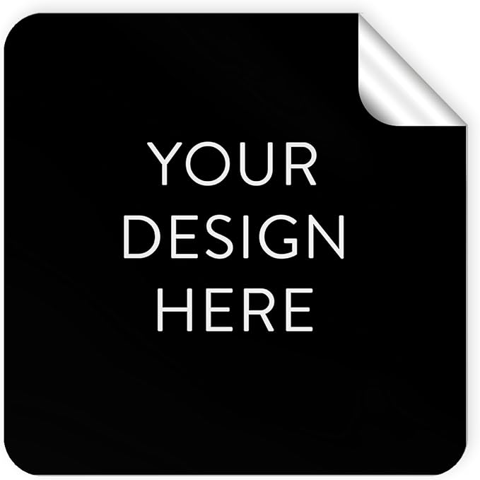 5-1000 Custom Vinyl Stickers - Upload Your own Image, Text, Design, Logo - Personalized Logo Labels for Handmade, Packaging, Bottle, Jars, Candle, Brand Stickers (Black, 2x2 Square)