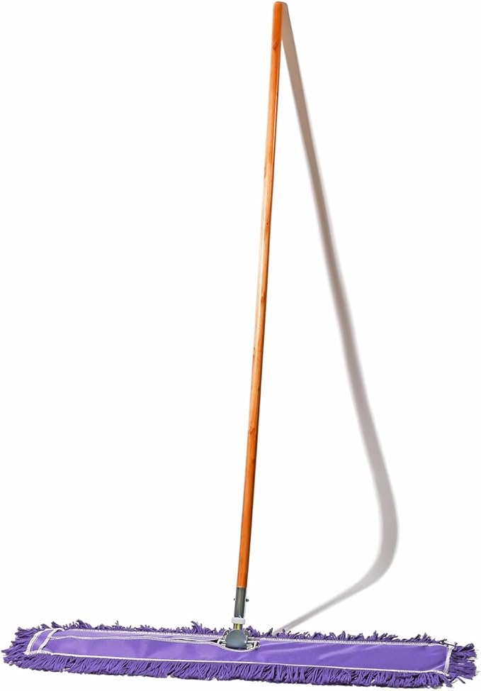 36 Inch Purple Commercial Dust Mop & Floor Sweeper – Wood Handle Floor Mop for Tile, Hardwood & Concrete