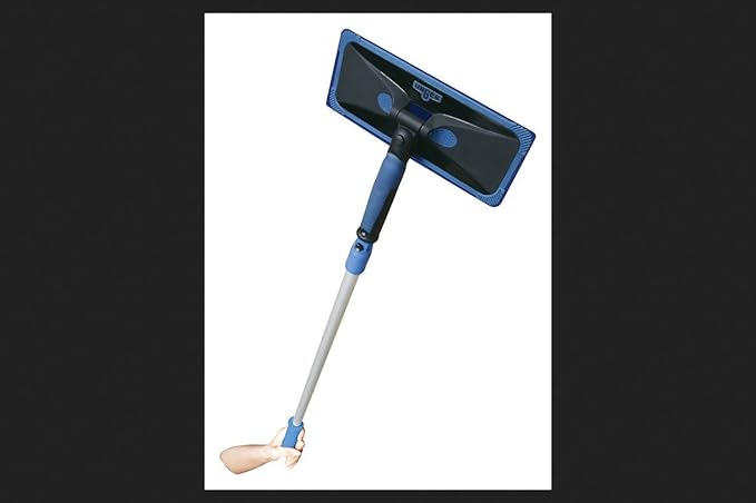 Unger Professional ProClean Indoor Window Cleaning Kit with 2’ Pole, Washing Tool with Swivel Head for Tight Corners and Edges, Streak-Free Results on Glass and Mirrors, Reusable Microfiber Pads