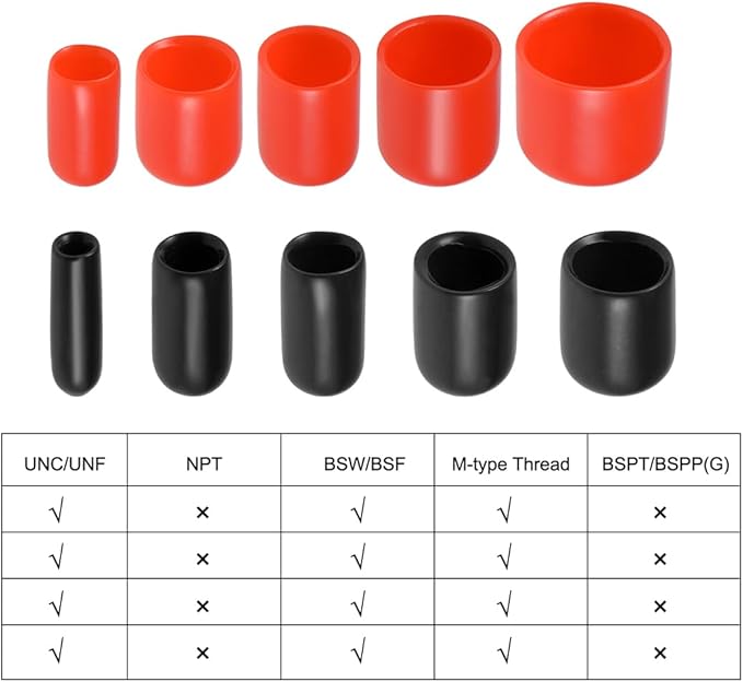 uxcell 20pcs Rubber End Caps 13mm ID Vinyl Round Tube Bolt Cap Cover Thread Protectors Black