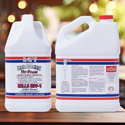 Nu-Foam Liquid Detergent for Bar Glassware – Original Streak-Free Solution - Hand Washing Bar, Tavern, Brewery Supplies - Spotless Serving Glasses - Concentrated - Easy On Hands - 3.5 Gallon Pail