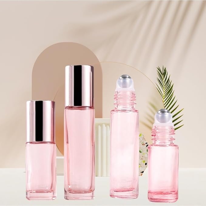 10 Pack Glass Roller Bottles for Essential Oils,10ml Green Roll on Bottles with Stainless Steel Roller Balls,Refillable Aromatherapy Massage Roller Bottle Perfume Bottle for Travel