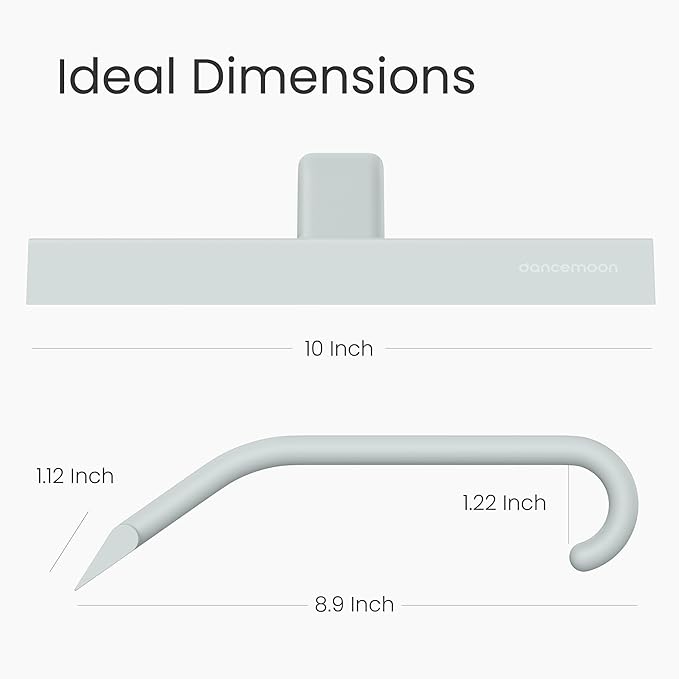 dancemoon JustHang Shower Squeegee for Glass Doors, All-one-Piece Silicone with Built-in Hook Design for Easy Hanging and Cleaning, 10 Inch Sage Green