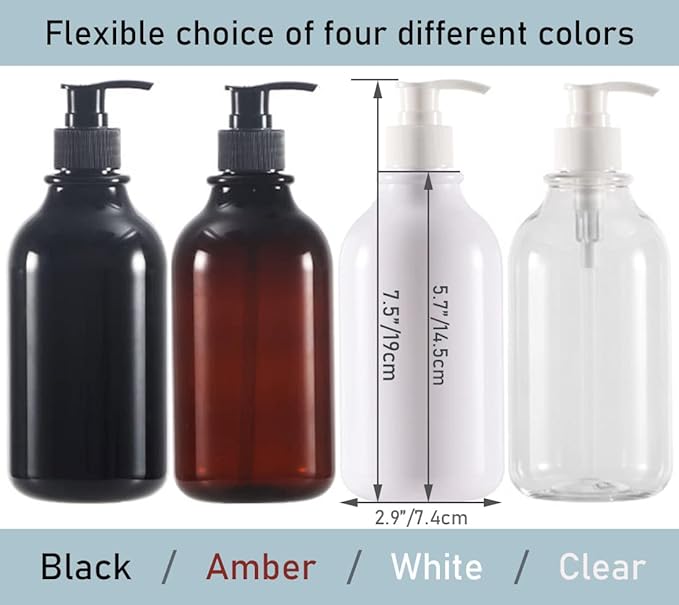3 Pack of Shampoo and Conditioner Bottles - Apothecary Dispenser Bottle for Bathroom and Kitchen, Refillable Shampoo Bottles for Shampoo Lotion Oil Shower Soap Hand Soap and Dish Soap (Clear)
