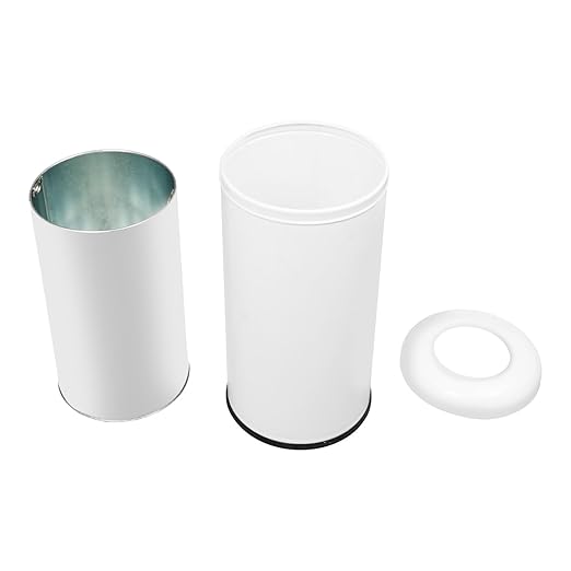 58.6 Liter / 15.48 Gallon Commercial Open Top Trash Can White Stainless Steel Trash Can Outdoor Indoor Garbage Enclosure with Lid Inside Barrel (White)