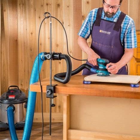 Dust Right 2.5'' Shop Vac Hose Kit – Expandable Blue Shop Vac – 2-1/2” Elastic, Flexible Polymer Vacuum Hose Extend up to 12’ L – Kit Includes 2.5” Expandable Hose, 2-1/2 Hose Clamp, Swivel Fittings