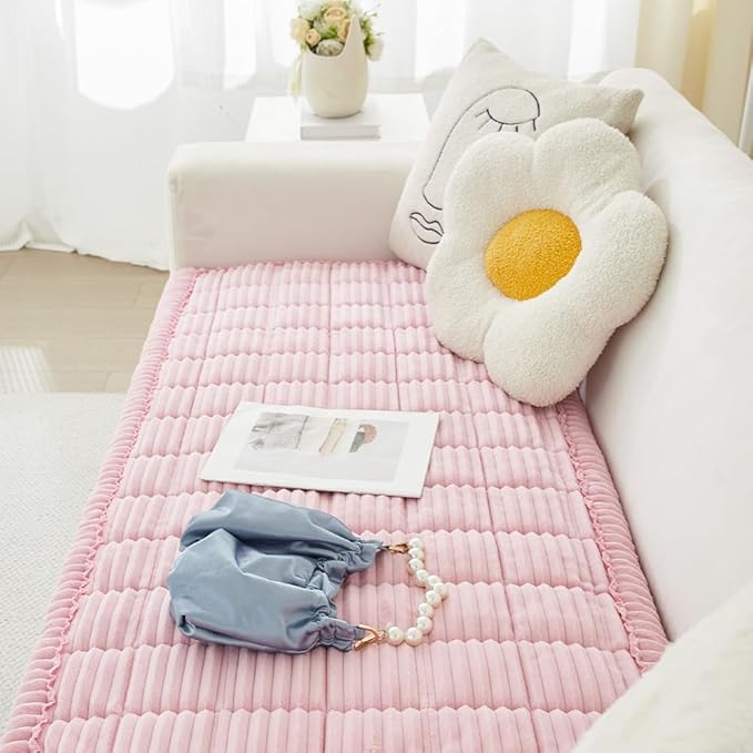 Couch Cover for Dogs Washable, Fuzzy Pet Couch Covers for 3 Cushion Sofa Pet Friendly, Non Slip Sofa Cover (Pink, 27.6" x 70.9"/70 x 180cm)