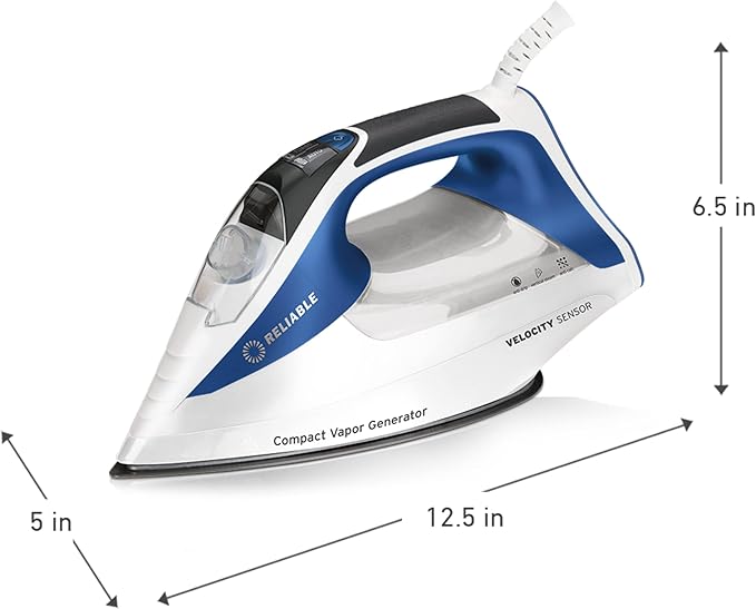 Reliable Velocity 240IR 1800W Steam Iron - Compact Vapor Generator Home Iron for Clothes, Sewing, Quilting and Crafting, Anodized Aluminum Soleplate, Continuous Steam Ironing
