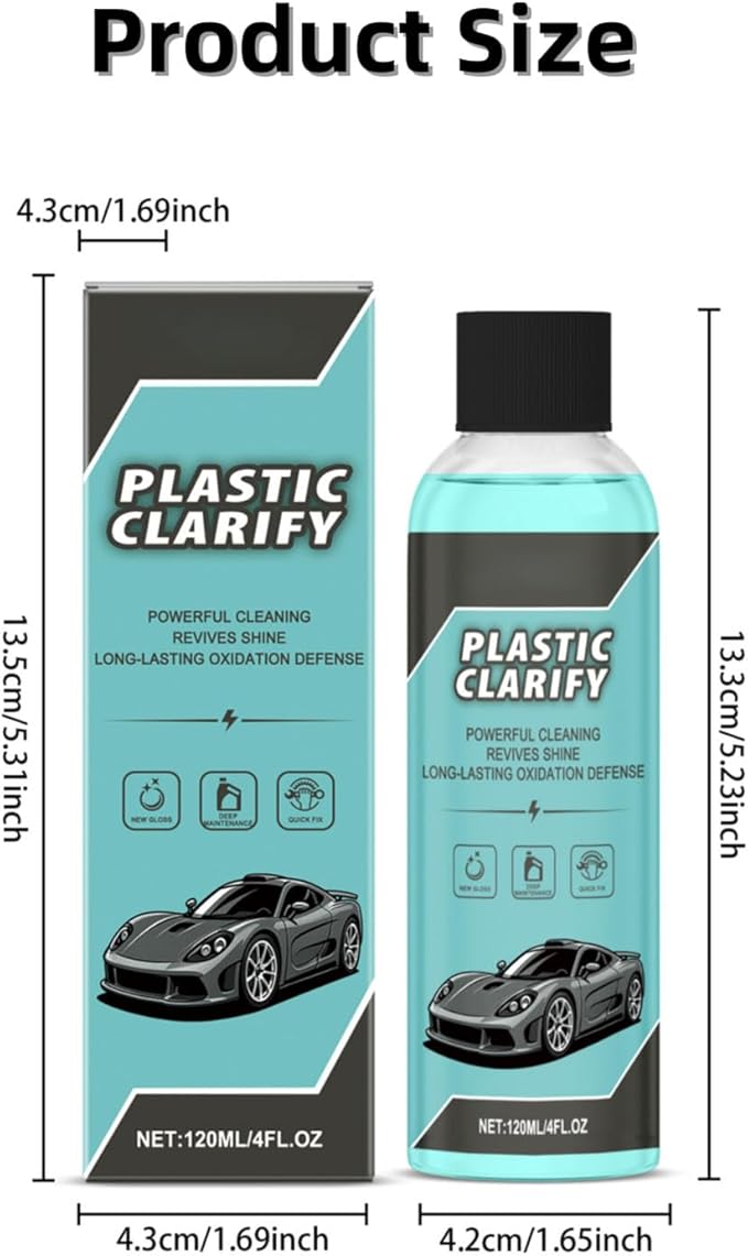 Plastic Clarify for Cars, Plastic Restorer for Cars Exterior, Multifuncional Interior Cleaner for Waterless Car, Detailing Spray, Faded Plastics (2PCS)