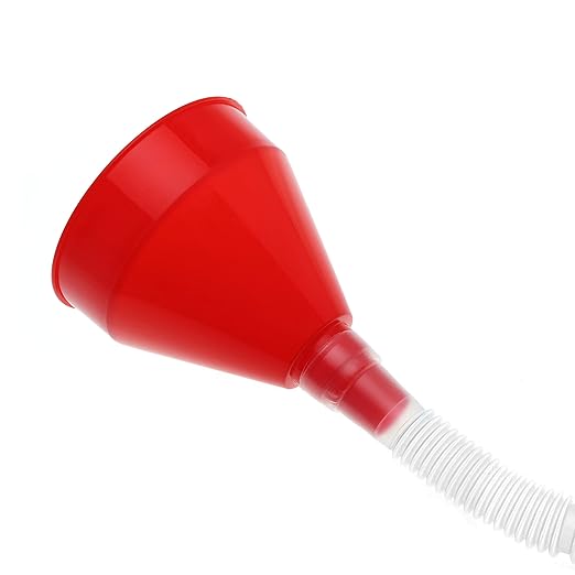 Small Flexible Fuel Funnel with Long Hose Plastic Wide Mouth Filling Funnel Car Funnel for Engine Oil Gas Fuel Gasoline Diesel Water Fluid Liquid Transmission Red Wide Diameter 3.15inch(1)
