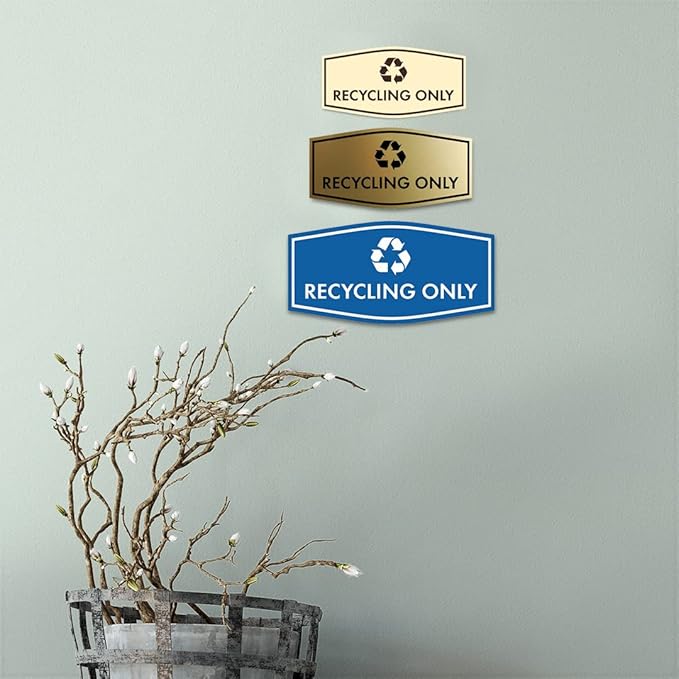 Fancy Recycling Only Sign (Brushed Silver) - Small
