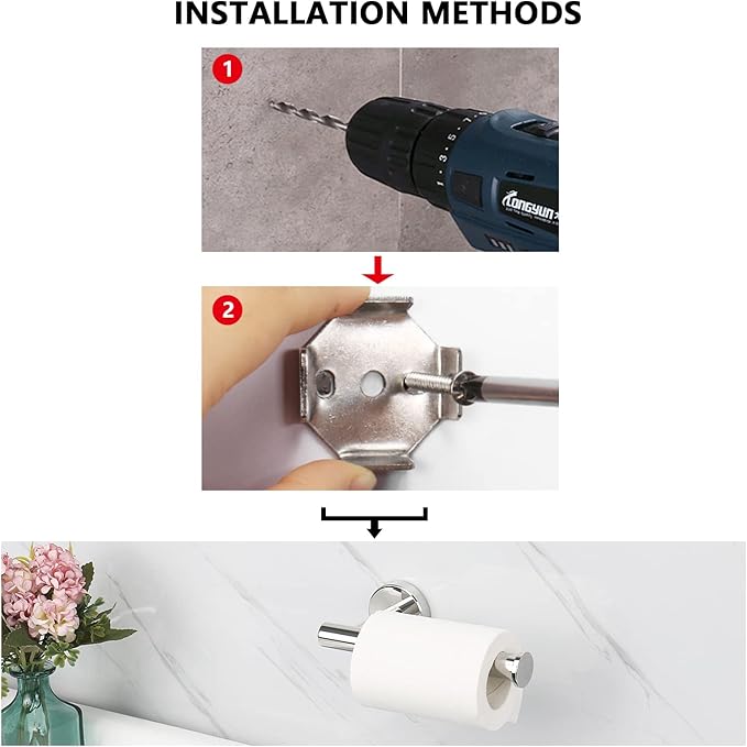 NearMoon Bathroom Toilet Paper Holder, Premium SUS304 Stainless Steel Rustproof Wall Mounted Toilet Roll Holder for Bathroom, Kitchen (2 Pack, Chrome Finish)