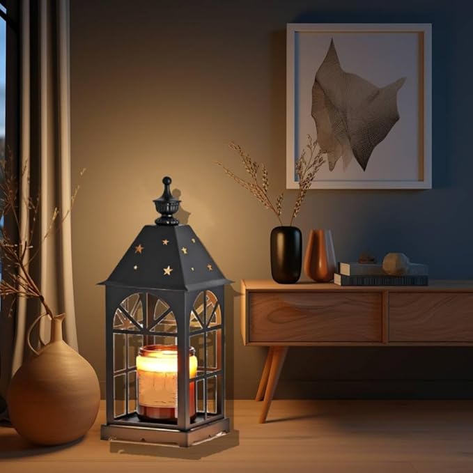 VINGVO Candle Warmer Lamp with Timer, Electric Candle Warmer, Wax Warmer with 2 Bulbs, Adjustable Farmhouse Heat Lamp, Vintage Iron Craftwork for Scented Wax,Romantic Home Decor, Yoga Studio