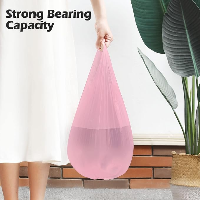 2-4 Gallon Portable Trash Bags,120 Counts Thicken portable Small Garbage Bags for Office, Kitchen,Bedroom Trash Can,Strong Trash Bags(Pink)