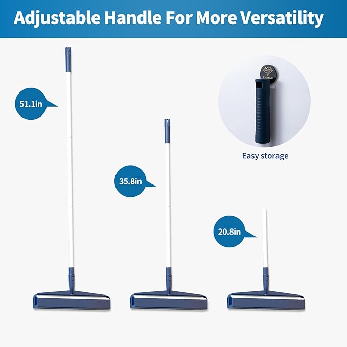 Floor Lint Rollers for Pet Hair Extra Sticky Mop,9.84in with 51.2in Long Handle Large Lint Remover Roller for Carpet Cleaner Cars, Clothing, and Pet Hair Picker from Floors