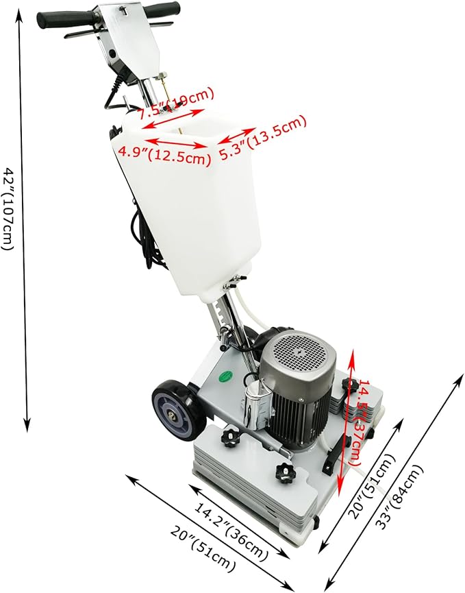 Floor Grinding Machine & Polisher - 3.43Gal Scrubber, 2834RPM, Commercial & Industrial Square Chassis, Multi-functional, 110V