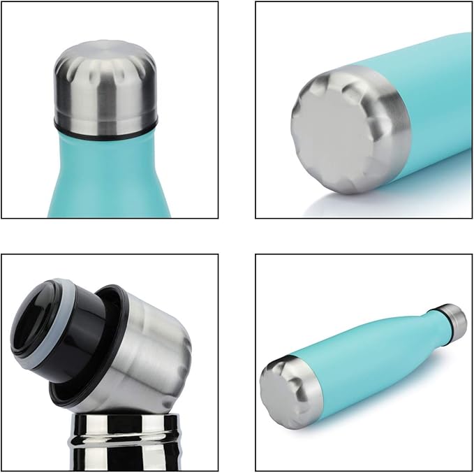MEWAY 17oz Sport Water Bottle Vacuum Insulated Stainless Steel Leak-Proof Double Wall Cola Shape Water Bottle,Keep Drinks Hot & Cold(Light Blue,1 Pack)