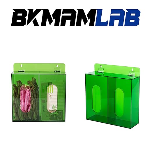Wall Mounted Glove Dispenser, Hairnet Shoe Cover Dispenser,Acrylic Glove Box Holder, Green (for 2 Boxes)