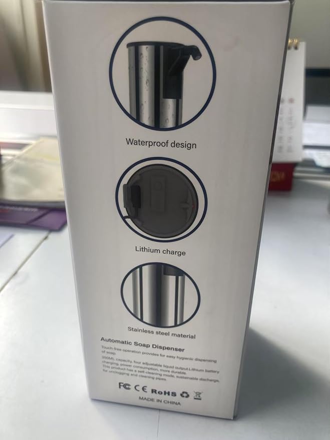 Automatic Soap Dispenser Touchless 11.8oz/350ml Four-Level Adjustable Dispenser Volume,Stainless Steel Material,Battery Powered for Wide Compatibility in Kitchen, Bathroom, Hotel & Office