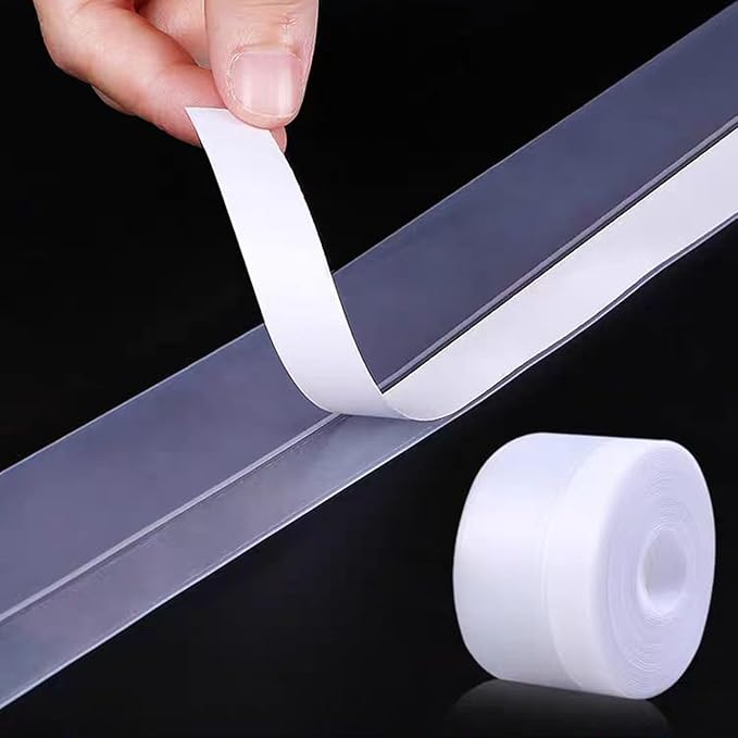Upgraded 49.2FT Silicone Weather Stripping Door Seal, No Residue Glass Shower Door Seal Strip Under Door Draft Stopper Silicone Sealing Tape for Doors Windows Shower Glass Gap,Transparent,35MM