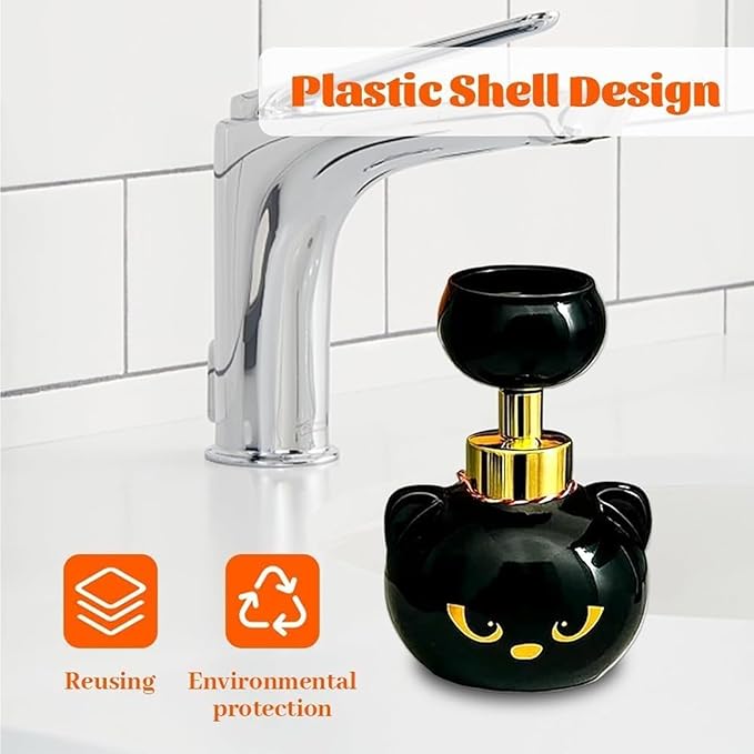 Cute Cat Paw Foam Soap Dispenser, Foaming Hand Dispensers - Pawprint Creates Shaped Bubbles, Black Pump Bottle for Soap, Refillable Empty Foam Liquid Container for Bathroom Kitchen (1)