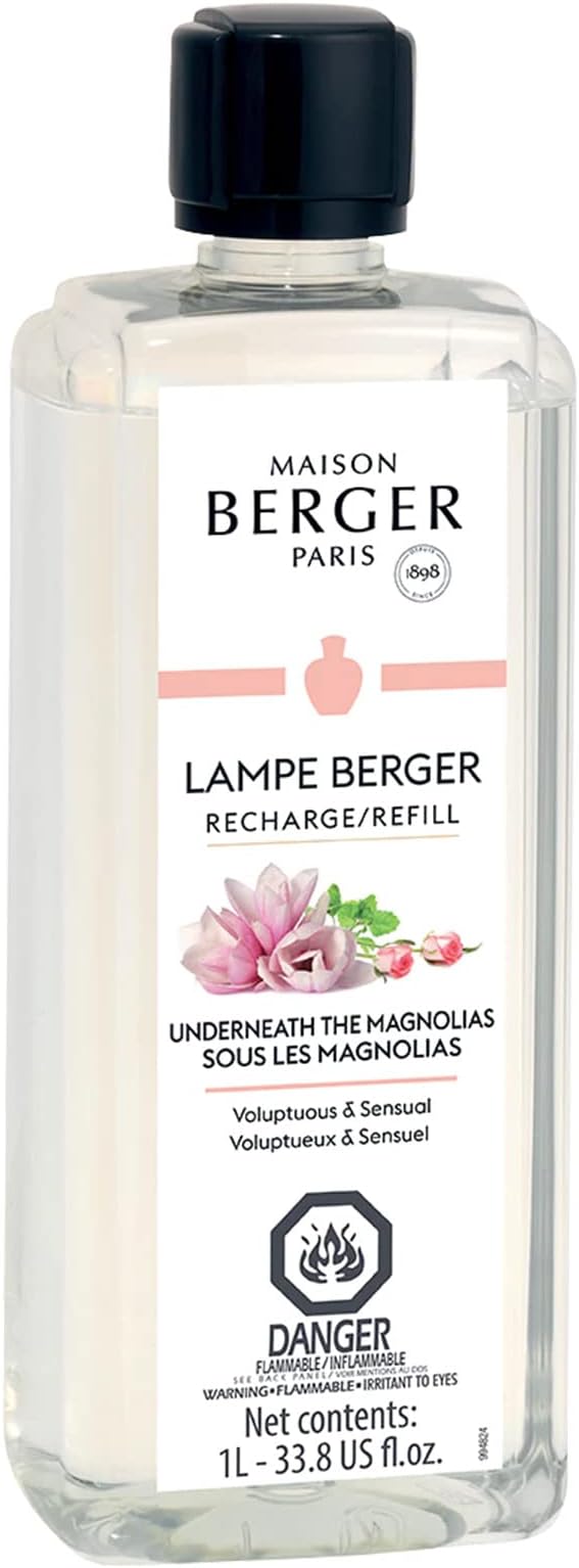 MAISON BERGER - Underneath The Magnolias - Lampe Berger Fragrance Refill for Home Fragrance Oil Diffuser - Air Freshener - 33.8 Fluid Ounces - 1 Liter