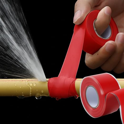 Self Fusing Silicone Tape 2 Rolls 1 in x 10' Red Waterproof Rescue Tape Rubber Leak Silicone Self-amalgamating Tape for Plumbing, Sealing Pipes, Hose Repair, Outdoor Coax and Tool Fixation