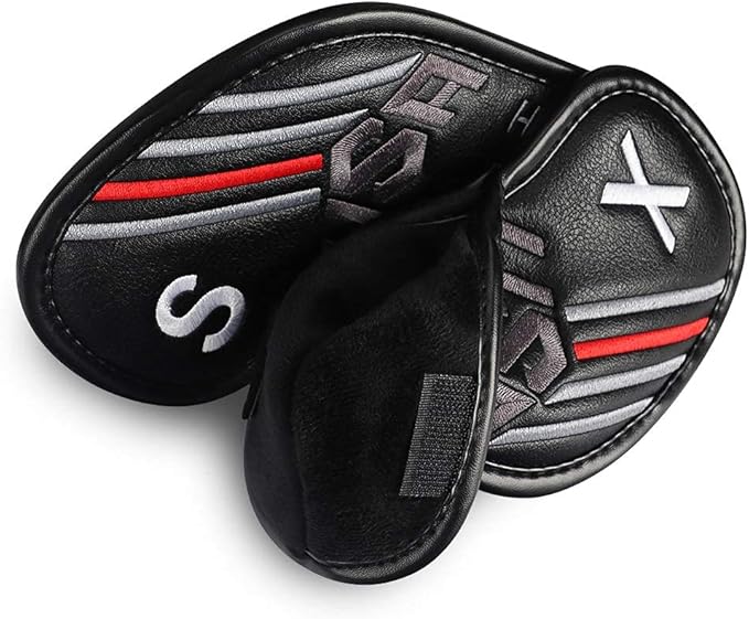 Big Teeth Golf Cover USA Stripe and Star Headcover Covers, Driver Fairway Wood Hybrid Headcovers Fits Blade Mallet Putter Iron and Woods with Magnetic Club Protector Pu Leather Golf Accessories