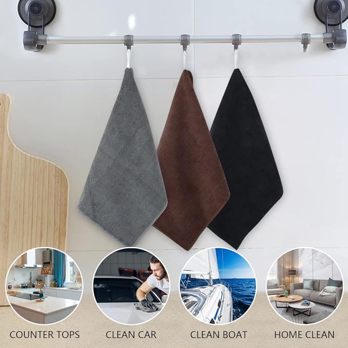 KinHwa Kitchen Washcloths for Dishes Absorbent Microfiber Dish Cloths Quick Dry Dish Rags with Poly Scour Scrub Side Ideal for Kitchen Cleaning (Gray, 12inchx12inch 10 Pack)