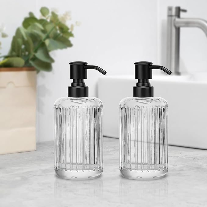 Soap Dispenser Pump Replacement 304 Stainless Steel for Regular Mouth Bottle for Standard 28/400 Thread Size Kitchen Bathroom Lotion Refill Dispenser 2 Pack(Black)