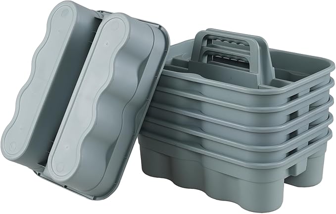 Zopnny Multiuse Caddy Organizer with Handle, Plastic Shower Caddy Basket, Divided Storage Tote Holder for Bathroom, Shower, Cleaning, Kitchen, Office, Dorm (6-Pack)