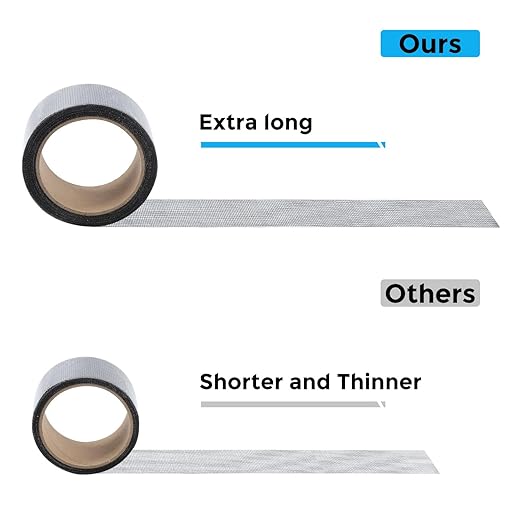 Black Window Screen Repair Tape, 3IN X 25FT (300IN) Screen Repair Kit for Windows or Doors, Strong Adhesive Patch Kit Fiberglass Mesh Tape