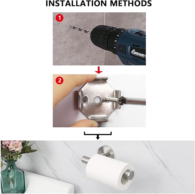 NearMoon Bathroom Toilet Paper Holder, Premium SUS304 Stainless Steel Rustproof Wall Mounted Toilet Roll Holder for Bathroom, Kitchen (10 Pack, Brushed Nickel)