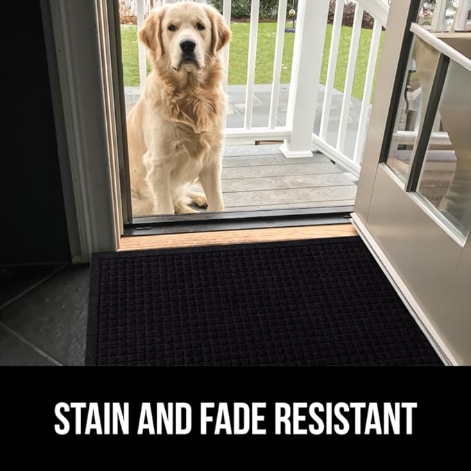 GORILLA GRIP Front Door Mat, 35x23, Indoor Outdoor Ultra Absorbent HydroAbsorb Doormat, Absorbs Up to 5.7 Cups of Water, Stain and Fade Resistant, Rubber Backing Doormats, 2 Pack, Black