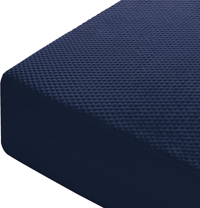 OhGeni 100% Waterproof Mattress Protector, King Size Mattress Pad, Fits 6"-20" Mattresses with Deep Pocket, Cooling, Breathable Fitted Sheets, Soft Bed Cover, Noiseless, Machine Washable(Navy Blue)