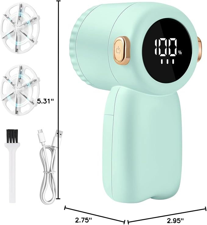 Rechargeable Fabric Shaver,Electric Lint Remover with Digital Display,3-Speeds Sweater Shaver for Clothes and Furniture (Green)