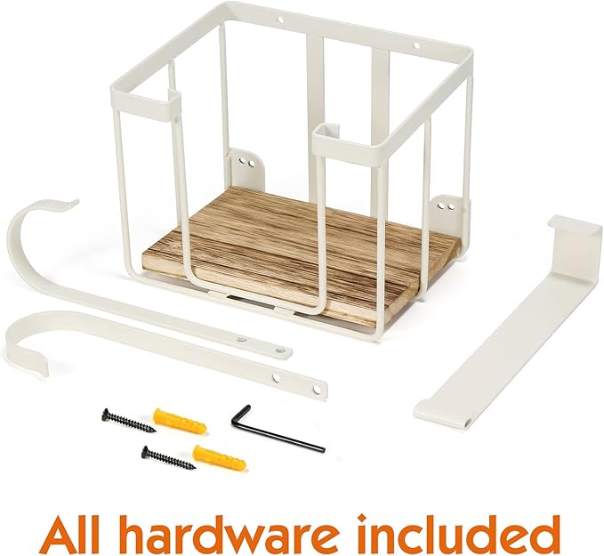 TJ.MOREE Over The Door/Wall Mount Ironing Board Hanger, Laundry Room Iron and Ironing Board Storage Holder, White