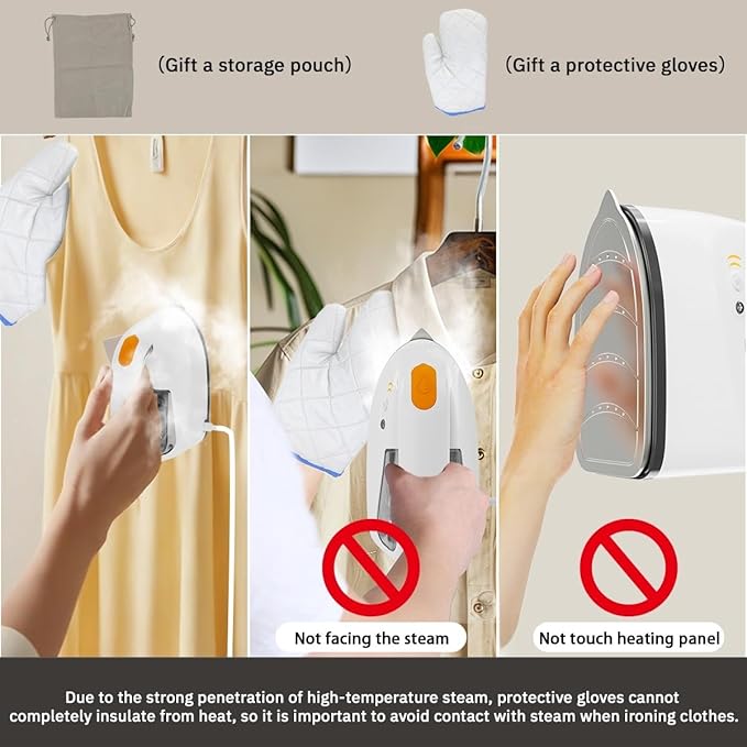 Mini Steamer&Iron 2 in 1 Garment Steamer, Portable Travel Size Steam Iron for Clothes,1000W, 3 Mode Ironing, 250ML Detachable Water Tank, 8FT Power Cord, Leak Proof Design
