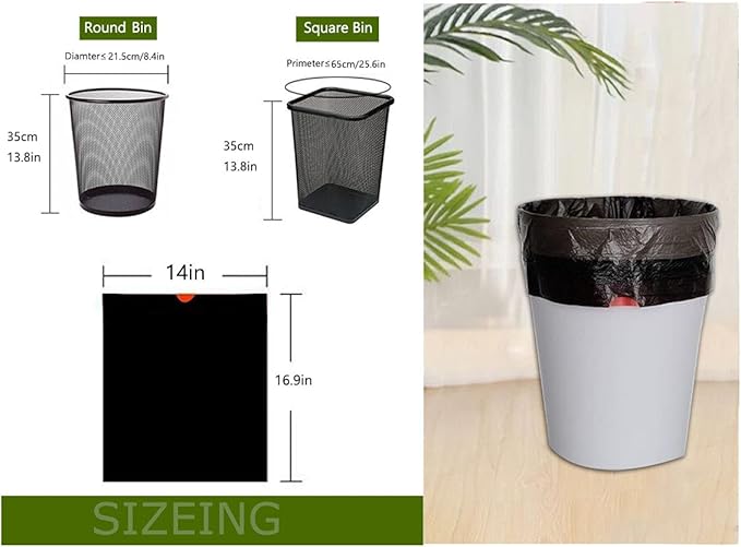 Feisco 1.6 Gallon Black Trash Bag,6L Drawstring Garbage Bag Trash Can Liner,120 Counts,0.51 Mil