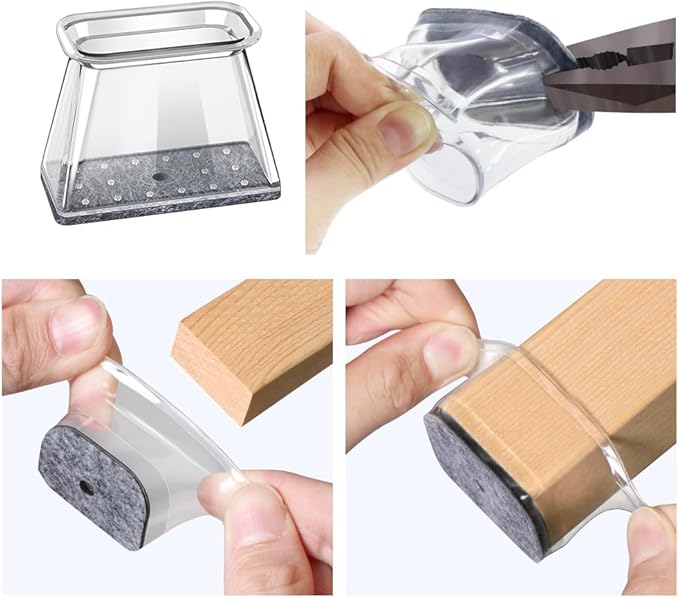 BUMACO Chair Leg Floor Protectors Rectangle Chair Leg Protectors for Hardwood Floors Silicone Pads Covers to Protect Floors(Clear-20 Pcs, Rectangle M Fit (Perimeter: 3-3/4"~4-7/8")