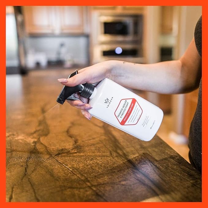 TriNova Granite Sealer & Protector Gallon Refill- Made in USA, Best Stone Polish, Protectant & Care Product - Easy Maintenance for Clean Countertop Surface, Marble, Tile