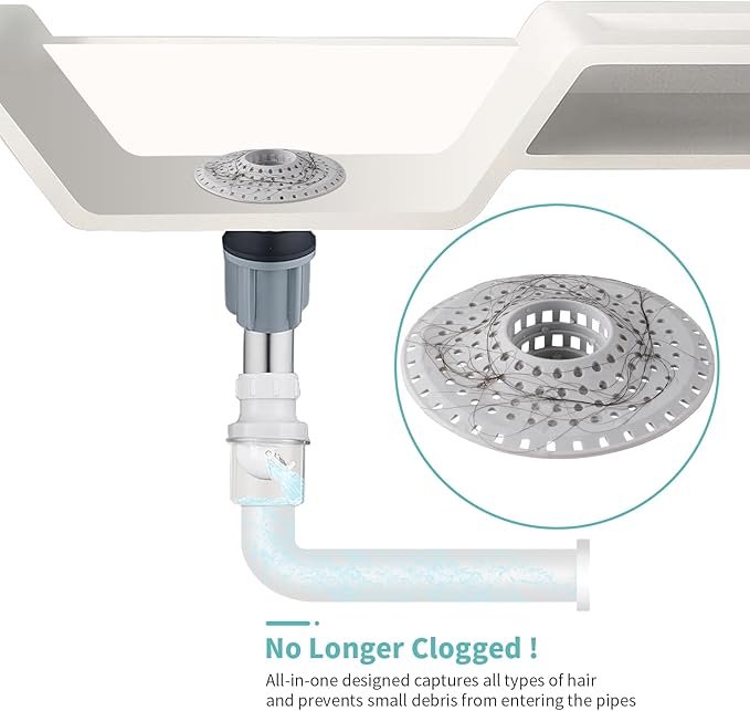 Bathtub Drain Hair Catcher,Silicone Tub Hair Catcher Drain Protector,All-in-one Shower Hair Drain Catcher Strainer for 1.48'' to 1.76'' Regular Drains, 3PCS(Patent Pending)
