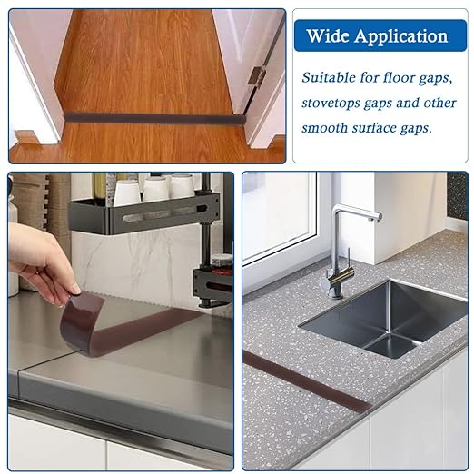 Floor Transition Strip Self Adhesive Floor Cover Strips Laminate 2" Wide Vinyl Flat Divider Transitions (5cm, 3.3Ft, Brown)