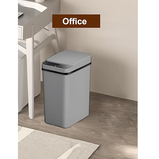 Yatmung 2.5 Gallon Motion Sensor Trash Can - Automatic Trash Can Touchless - Smart Trash Bin with Lid - Electric, Narrow, Plastic, Auto Open, Office, Bedroom, Bathroom - Small Garbage Can (Grey)