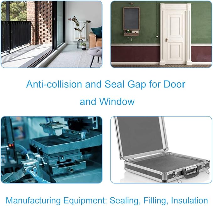 2 Rolls Foam Seal Tape for Door Window Insulation, Soundproof and Shockproof Foam Adhensive Strip, 3/8"Wx3/16"T Single Sided Foam Tape, Cold Air and Draft Closed Cell Seal Strip,Total 32FT