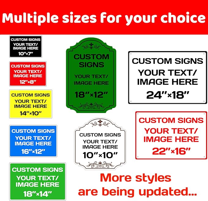 Personalized Aluminum Metal Signs - Weatherproof, Custom Text & Picture, Multiple Sizes (18 * 14 Inch, White)