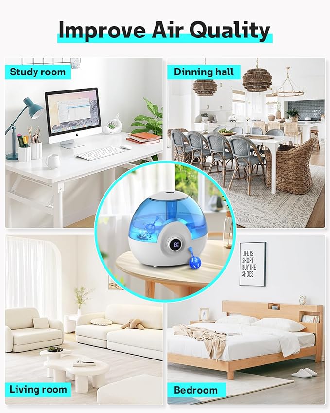 Leemone Humidifier Cleaner 6 Pack, Demineralization Cleaning Ball, Works in All humidifiers and Fish Tanks, Purifies Water, Prevents Hard Water Build-Up, Reduces Scale